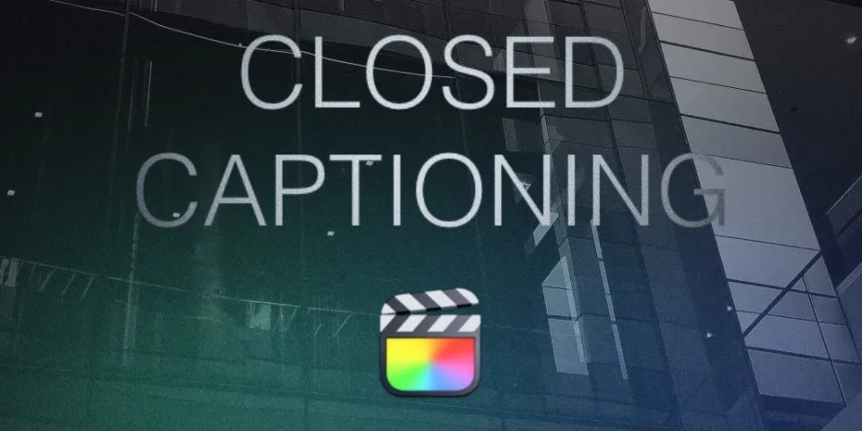 Final Cut Pro captioning interface showing subtitle track on timeline